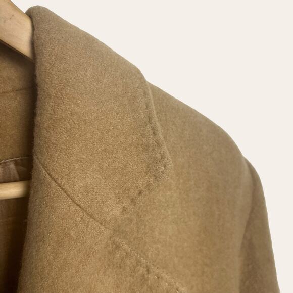 Fleurette Tan Camel Hair Double Breasted Overcoat Size Medium - Picture 9 of 14